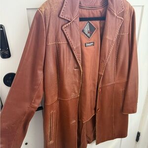 Vintage TIBOR -Brown genuine Leather Coat- thermal insulation (removeable)